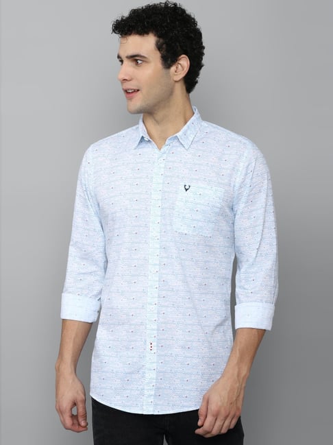 Allen Solly Men Printed Casual Blue Shirt - Buy Allen Solly Men