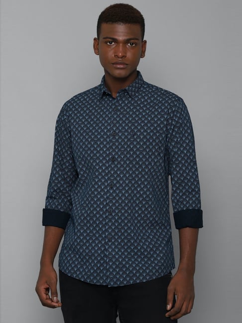 Allen Solly Men Printed Casual Blue Shirt - Buy Allen Solly Men