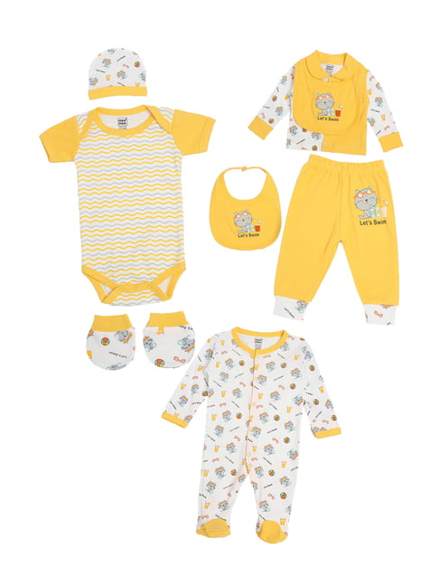 Buy Mee Mee Kids Yellow Cotton Printed Romper Set for Boys