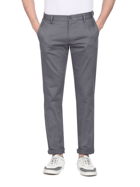 U S Polo Assn U.S. Polo Assn. Dark Grey Cotton Regular Fit Trousers