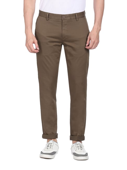 U S Polo Assn U.S. Polo Assn. Brown Cotton Regular Fit Trousers