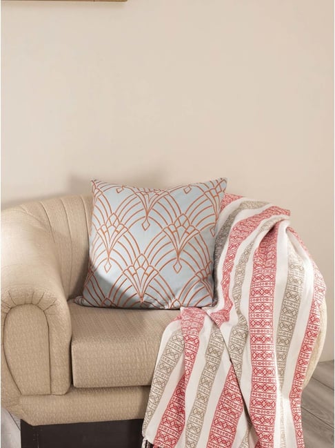 Maspar Hues Nouveau Tradition Flow Fly Fiery Red & Grey Cotton Cushion Cover-picture-22