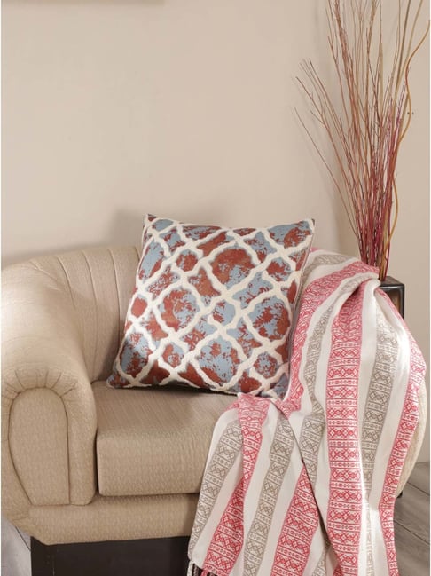 Maspar Hues Nouveau Tradition Form Replay Fiery Red & White Cotton Cushion Cover-picture-24