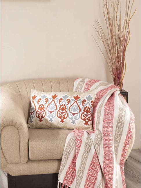 Maspar Hues Nouveau Tradition Kaleen Global Fiery Red & Beige Cotton Cushion Cover-picture-25