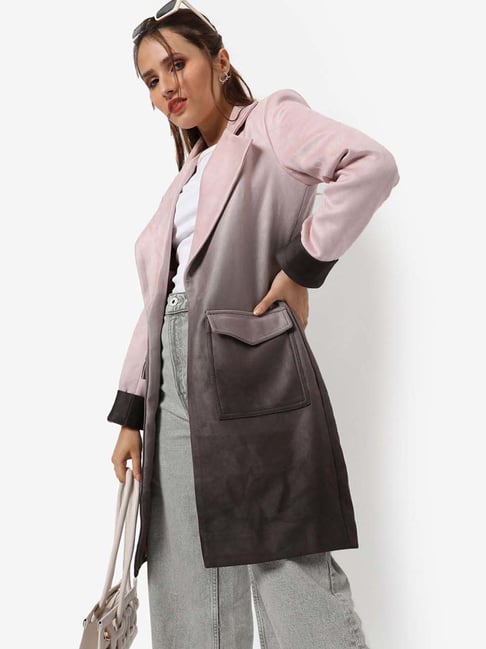 Buy Campus Sutra Pink Ombre Pattern Longline Coat for Women Online