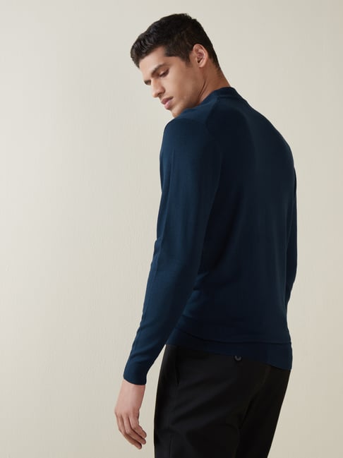 Buy WES Formals Solid Off White Slim Fit Turtle Neck Sweater from Westside