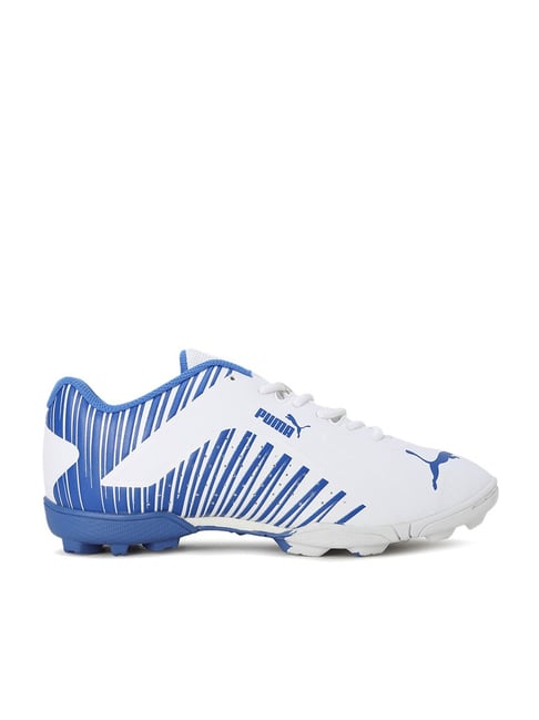 Puma Kids EvoSpeed Jr V2 White & Amazing Blue Cricket Shoes