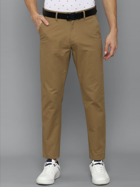 Allen Solly Brown Cotton Regular Fit Trousers