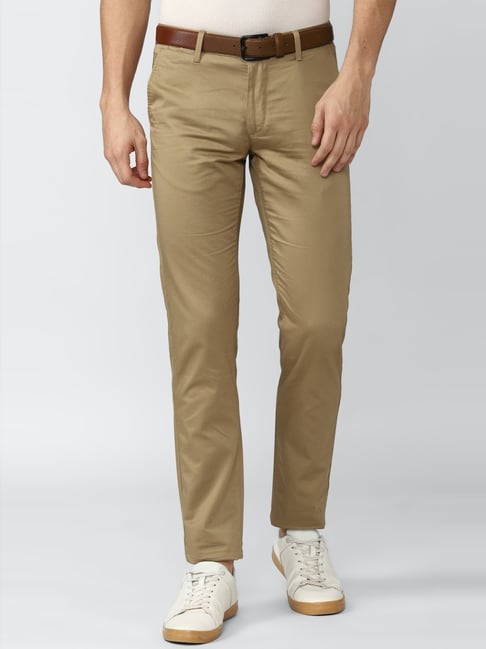 SREY Khaki Slim Fit Flat Trousers Pack of 2  Buy SREY Khaki Slim Fit  Flat Trousers Pack of 2 Online at Best Prices in India on Snapdeal