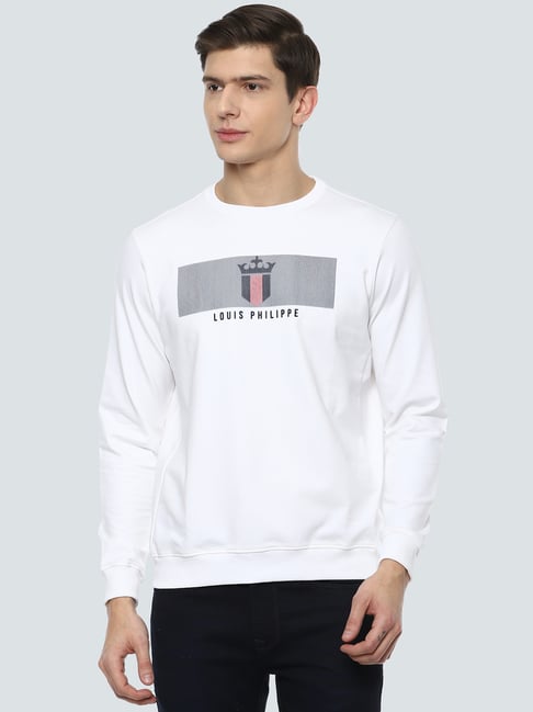 Buy Louis Philippe Sport White Regular Fit Printed SweatShirt for Mens  Online @ Tata CLiQ