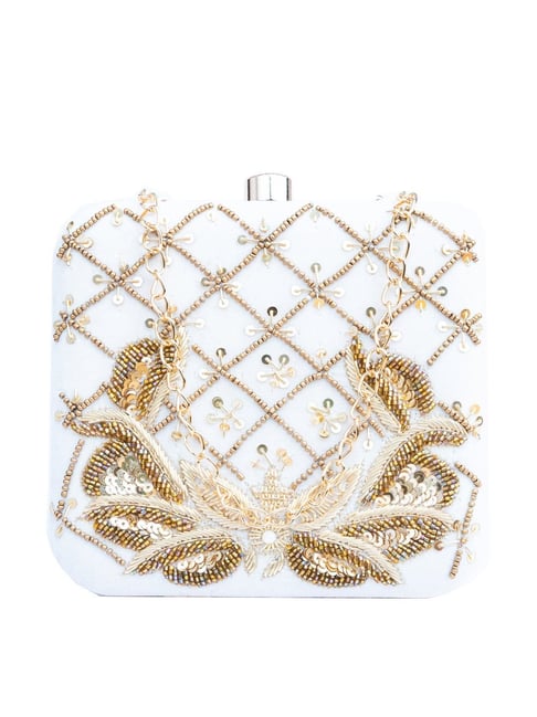 NR by Nidhi Rathi White Fabric Clutch-picture-16