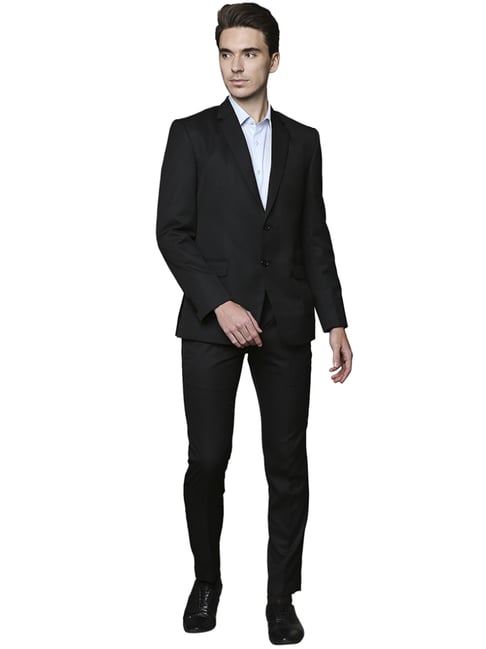 Park Avenue Black  Super Slim Fit Two Piece Suit