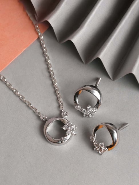 Shimmering Elegance: Silver Freshwater Shell Pearl Pendant & Earring Set” -  Gem O Sparkle