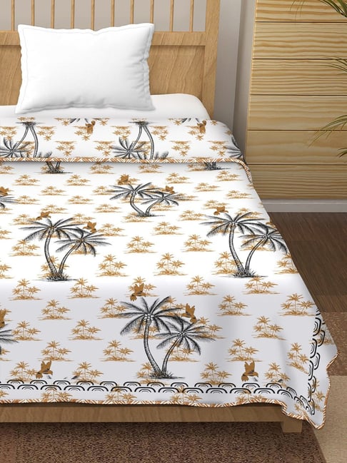 BELLA CASA Canva Printed White 180 TC Cotton Single Reversible AC Dohar