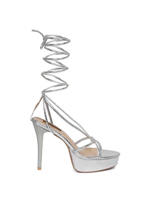 Flat N Heels Women's Silver Gladiator Stilettos