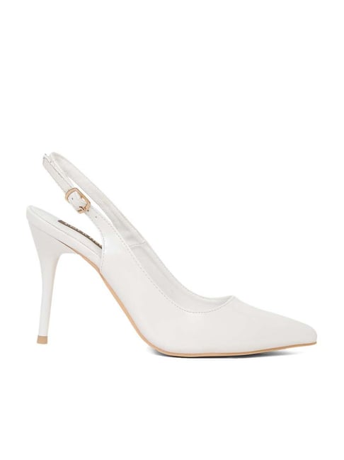 Flat N Heels Women's White Back Strap Stilettos