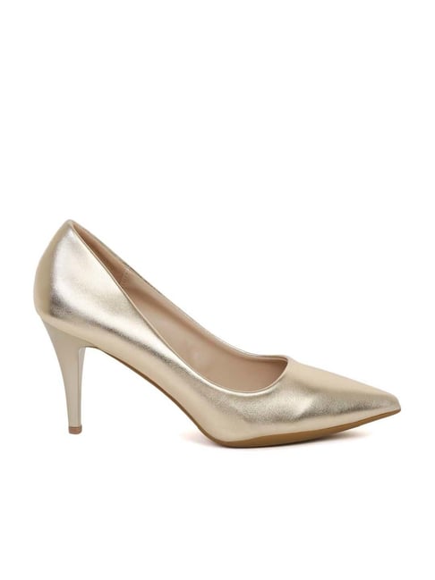 Flat N Heels Women's Golden Stiletto Pumps