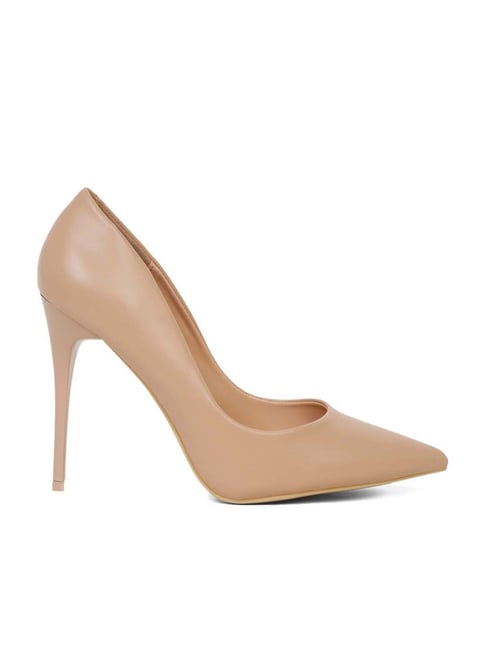 Flat N Heels Women's Beige Stiletto Pumps