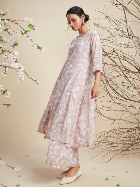 Zuba by Westside Mauve Floral Design A-Line Kurta Price in India