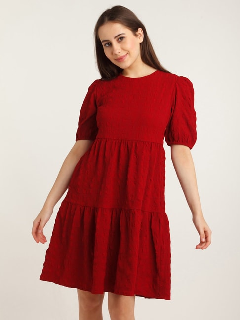 Zink London Maroon A Line Dress Price in India