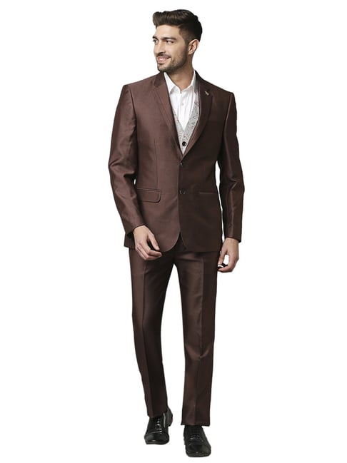 Raymond Men's 10% Wool Checks Unstitched Suiting Fabric (Brown & Black)