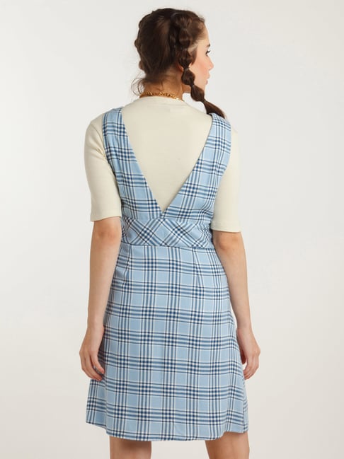 Blue check hotsell pinafore dress