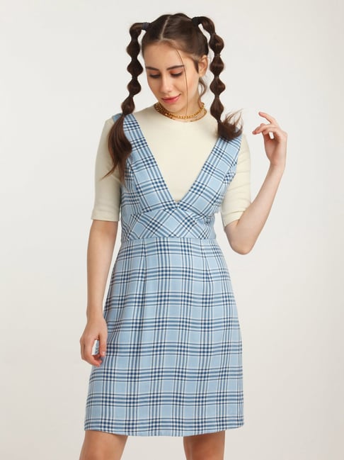 Heart blue check dress by Gulaal  The Secret Label