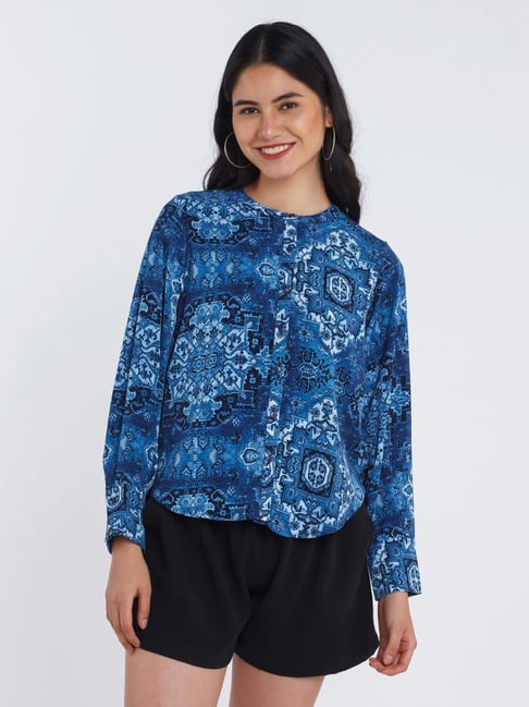 Zink London Blue Printed Shirt Price in India