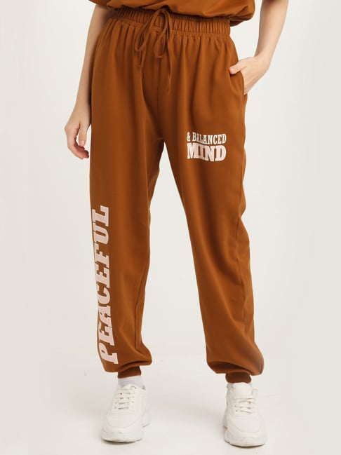 Brown High Rise Jogger Pants Online Shopping