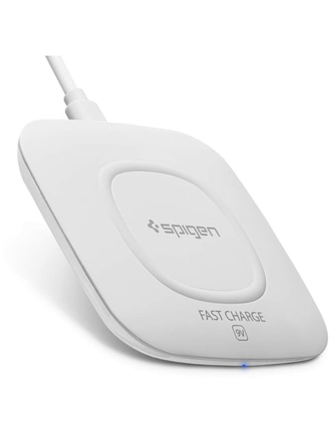 Spigen F301W, 10W Fast Wireless Charger Compatible For All Qi-Enabled  Smartphones (White)