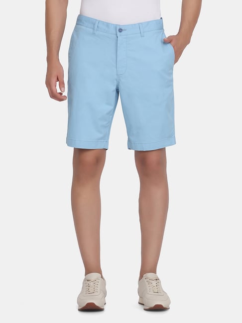 Blackberrys Blue Cotton Slim Fit Shorts