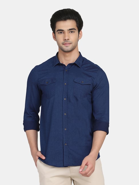 Shop This Denim Blue Color Striped Shirt for Men at The Richero