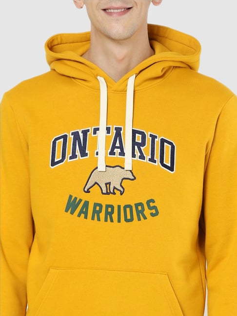 Buy celio* Yellow Full Sleeves Hooded Sweatshirt for Men's Online