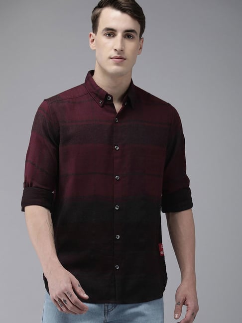 The Bear House Maroon Checkered Shirt