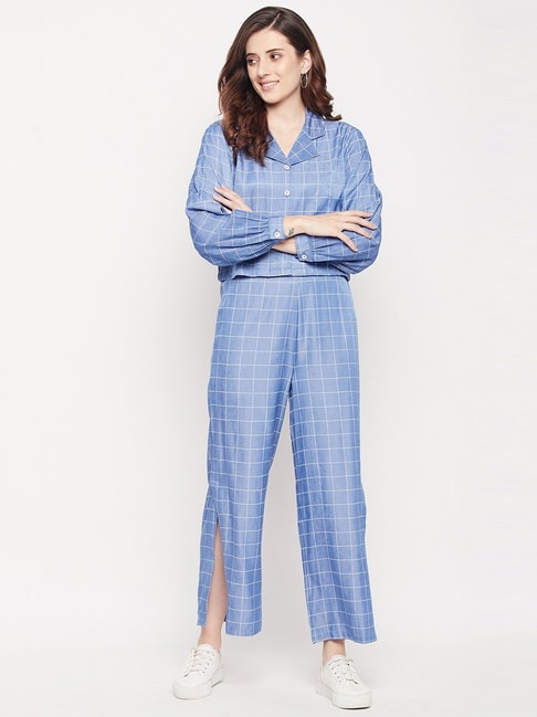 MADAME Blue Chequered Shirt Price in India