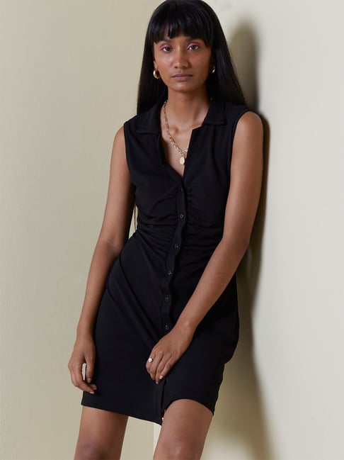 Nuon by Westside Black Ruched-Detail Dress Price in India