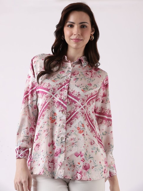 AND Beige Floral Print Shirt Price in India