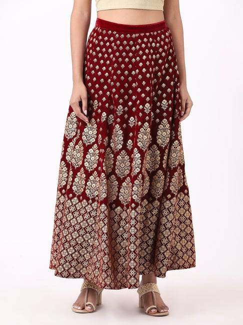 ITSE Maroon Printed Skirt Price in India