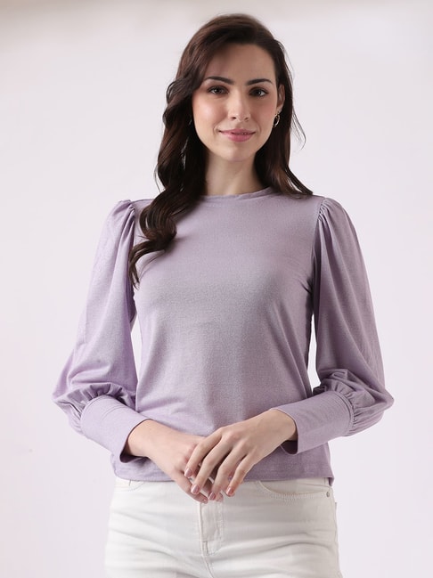 AND Lilac Self Design Top Price in India