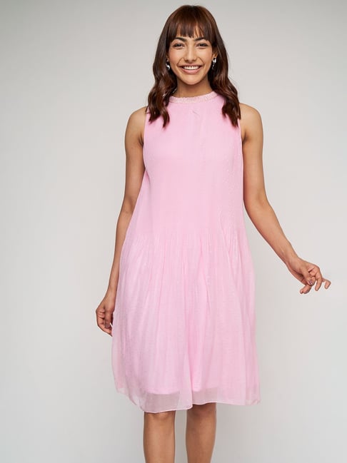 AND Pink Embellished A Line Dress