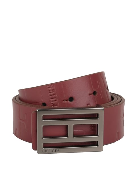 Tommy Hilfiger Maroon Leather Reversible Belt for Men