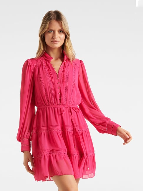 Forever New Hot Pink Mini A Line Dress Price in India