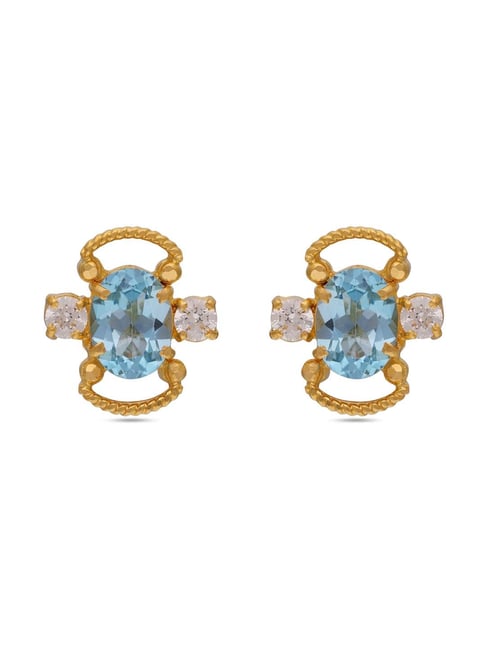 22K Gold Earrings for Women with Color Stones - 235-GER11020 in 8.950 Grams