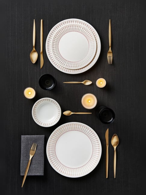 Buy Corelle Gold White Vitrelle Glass Dinner Plates Set of