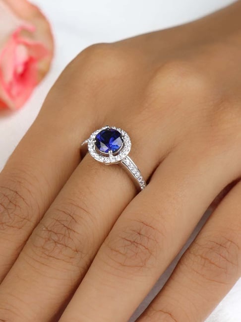 Buy Ceylonmine Neelam Stone Blue Sapphire Silver Plated Ring Online at Best  Prices in India - JioMart.