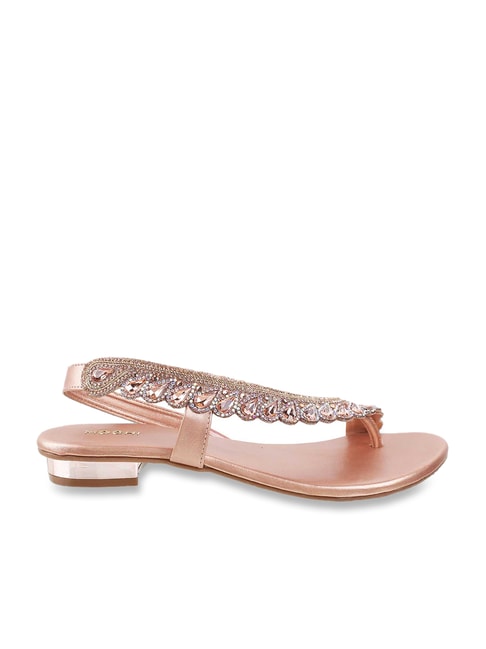 Mochi Women's Rose Gold Sling Back Sandals Price in India