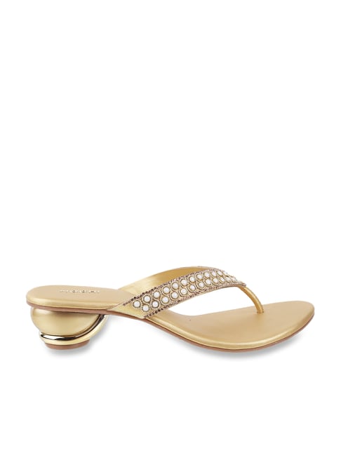 Mochi Women's Gold Thong Sandals Price in India