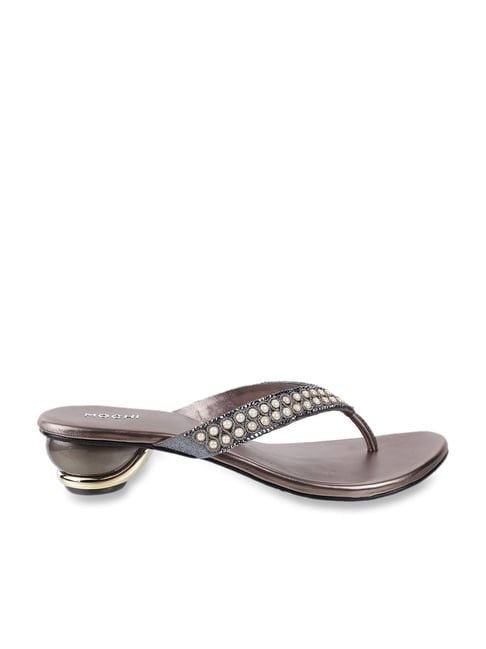 Mochi Women's Gun Metal Thong Sandals Price in India