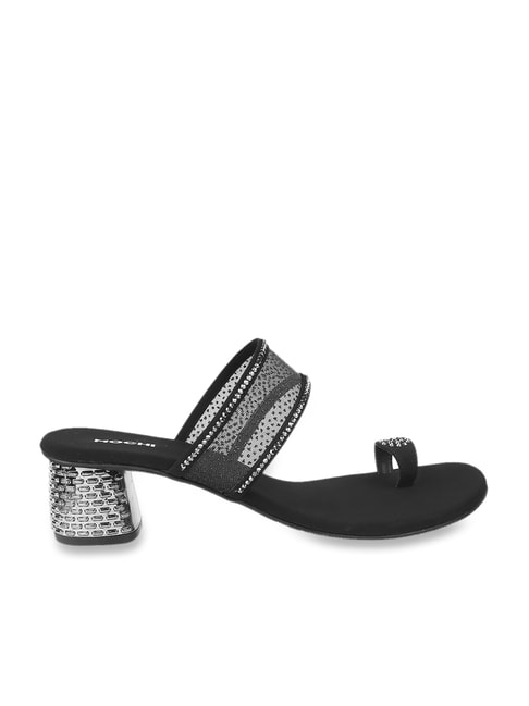 Mochi Women's Black Toe Ring Sandals Price in India