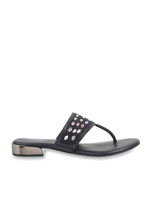 Mochi Women's Black Thong Sandals Price in India